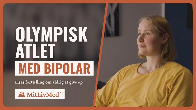 Lisa i gul trøje ved siden af teksten “Olympisk atlet med bipolar”.